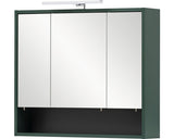 Dulap Baie Cu Oglinda Kent Cu Iluminare, 3 Usi 1 Priza, Pal, 70x64,2 Cm, Verde Padure