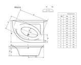 Cada de Baie Asimetrica pe Colt Radaway Mistra, 110x170x50,5 cm, Colt, Dreapta, Acril, Alb, WA1-07-170X110P