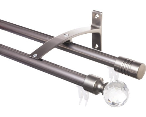 Galerie Dubla Aluminiu, Prindere De Perete, Ø 20 Mm Inox 100 Cm - Bila Cristal