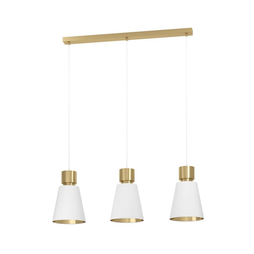 Lustra pe cablu, Eglo AGLIENTINA 3xE27/40W/230V, Metal/Textil, Alb/Auriu