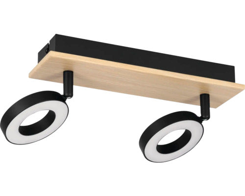 Plafoniera Cu Led Integrat Rielves 8w 1000 Lumeni, Alb-negru/lemn