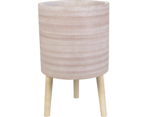 Ghiveci Lafiora Cu Piciore Din Lemn Ø 33 Cm H 52 Cm Maro