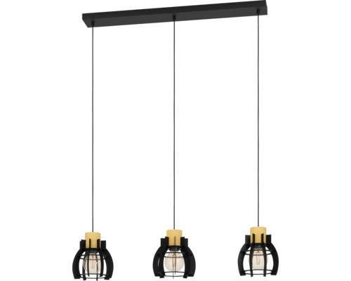 Lustra Stillington E27 Max. 3x40w, Lemn/negru