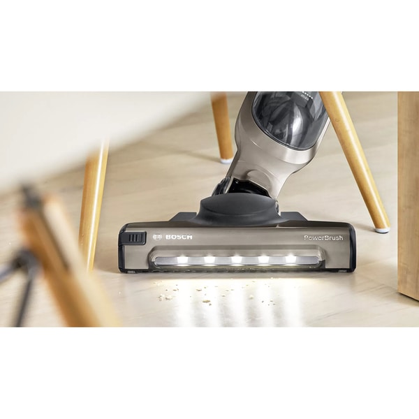 Aspirator fara fir Bosch BBH3ALL23, baterie Li-Ion 23V, autonomie 50 min, perie motorizata PowerBrush, iluminare LED, maro/argintiu