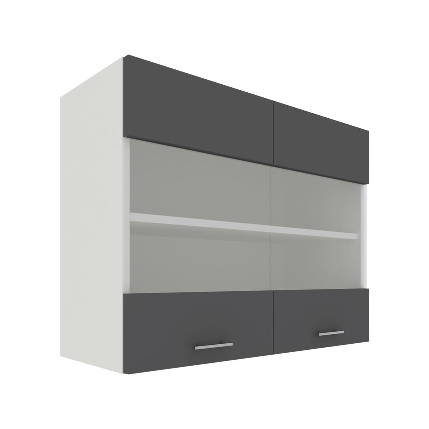 Corp Superior haaus Karo, 2 Usi, cu sticla, Antracit/Alb, 80 x 30 x 60 cm