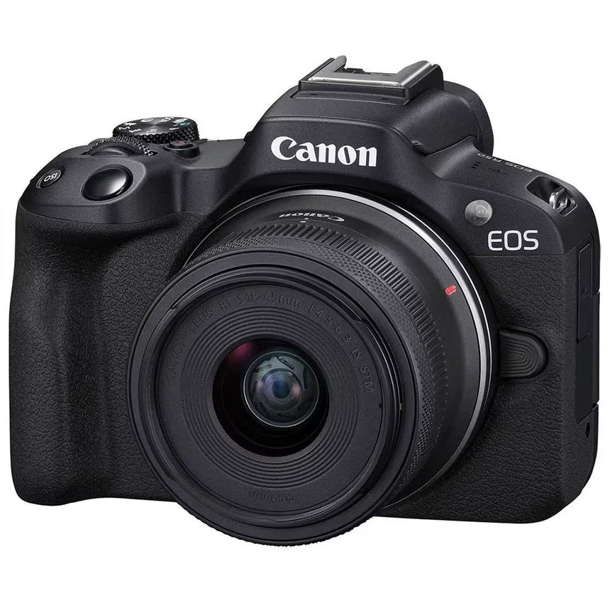 Aparat foto Mirrorless Canon EOS R50, 24.2MP, 4K + Obiectiv 18-45mm + Obiectiv 55-210mm, Negru