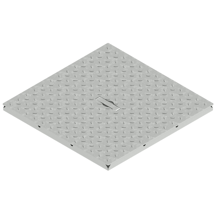 Capac din otel zincat, VODALAND, pentru camin Base patrat A15 400x400