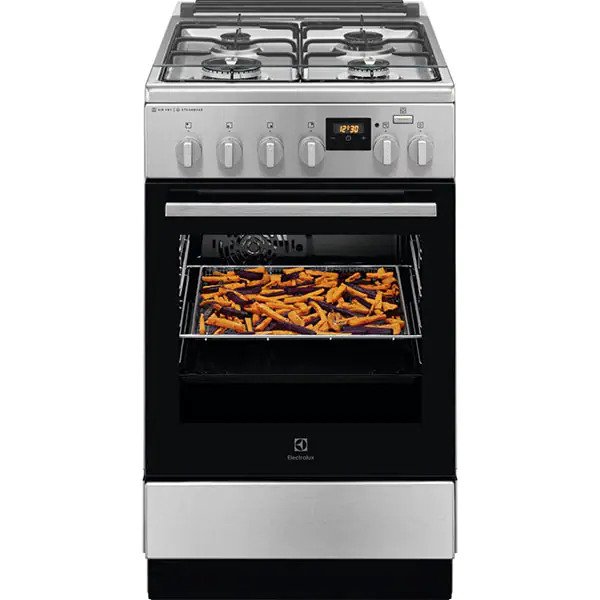 Aragaz ELECTROLUX Steambake LKK560200X, 4 arzatoare, Gaz, Electric, L 50 cm, Grill, Inox