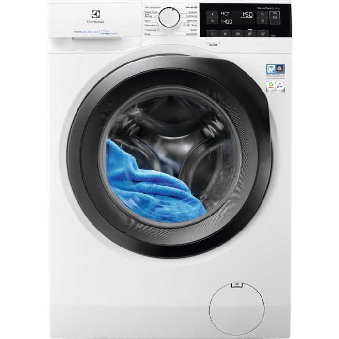 Masina de spalat rufe Electrolux EW7F348AW, 8 kg, 1400 rpm, Clasa A, Motor Inverter, Control touch, UltraCare, SteamCare, SensiCare, FreshScent, Alb