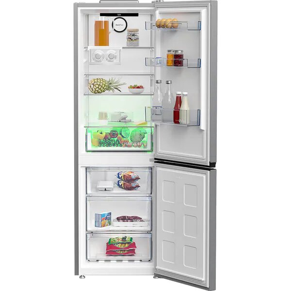 Combina frigorifica Beko B5RCNA365HXB, 316 l, No Frost, AeroFlow, HarvestFresh, Clasa D, H 186.5 cm, Argintiu