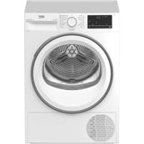 Uscator de rufe Beko B3T68230, Pompa de caldura, 8 kg, 15 programe, Clasa E, SteamCure, RecycledDry, EcoGentle, OptiSense, Aquawave, Alb