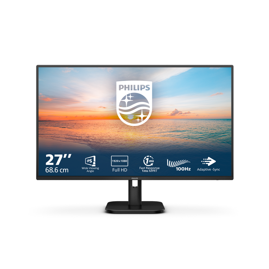 Monitor Philips, 27", IPS, FHD, 100Hz, 4ms, 1ms, FlickerFree, Boxe 2W x 2, HDMI, 27E1N1100A/00, Negru