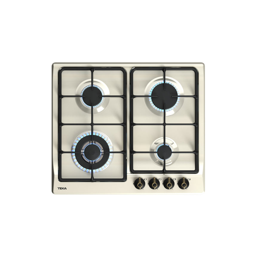 Plita incorporabila Teka EH 60 4G AI AL TR CI VN (VANILLA), Gaz, 4 arzatoare, Aprindere electrica, Gratare fonta, Beige