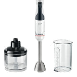 Mixer vertical Bosch ErgoMaster MSM4W220, 600 W, minitocator,vas gradat, cutit QuattroBlade System cu 4 laturi, negru/argintiu