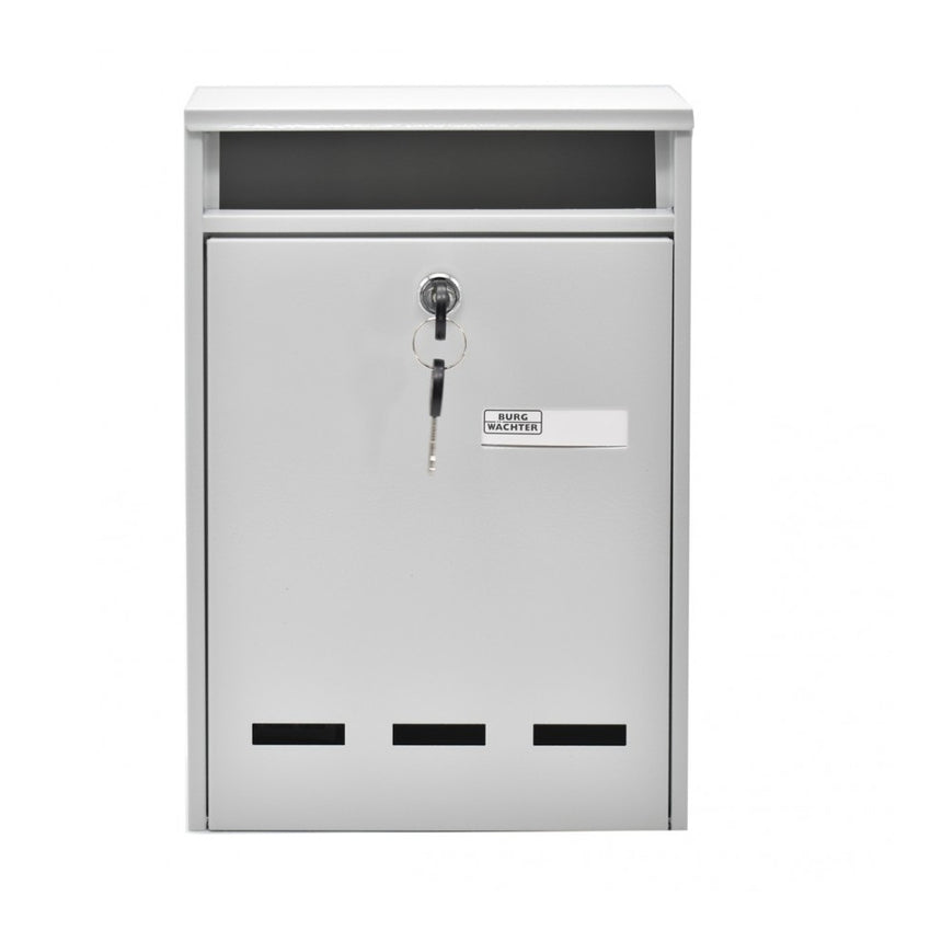 Cutie postala Premium BURG-WACHTER model Wismar 771 din otel galvanizat cu incuiere 2 chei culoare gri 315 x 215 x 75 mm