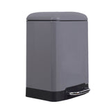 Cos de gunoi 6 L cu pedala, inchidere silentioasa, rectangular, Frandis, galeata detasabila, metal, gri mat