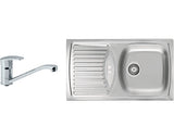 Pachet Chiuveta Bucatarie Alveus Basic 150 Gri Inox, Picurator pe Stanga + Baterie Monocomanda Milena