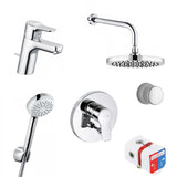 Sistem de dus incastrat Kludi Pure&Easy A-QA Eco 200, cu 2 consumatori, baterie lavoar inclusa