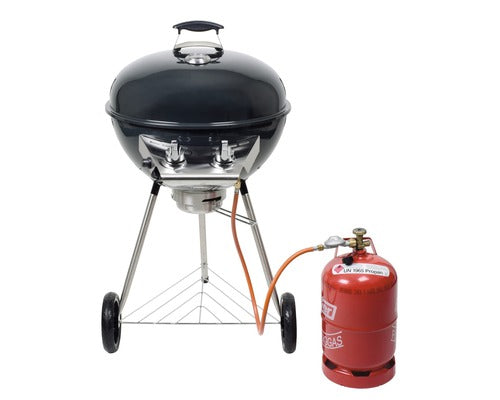 Gratar Pe Gaz Tenneker Tg2 Dark Moon 2 Arzatoare 8, 6 Kw Suprafata De Gatire Ø 57 Cm cu Termometru Integrat In Capac, Tava De Colectare Grasime