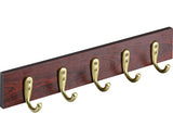 Cuier De Perete Cu 5 Carlige Hettich Country 400x60x60 Mm, Lemn Vopsit Rosu Cireasa/zamac Auriu