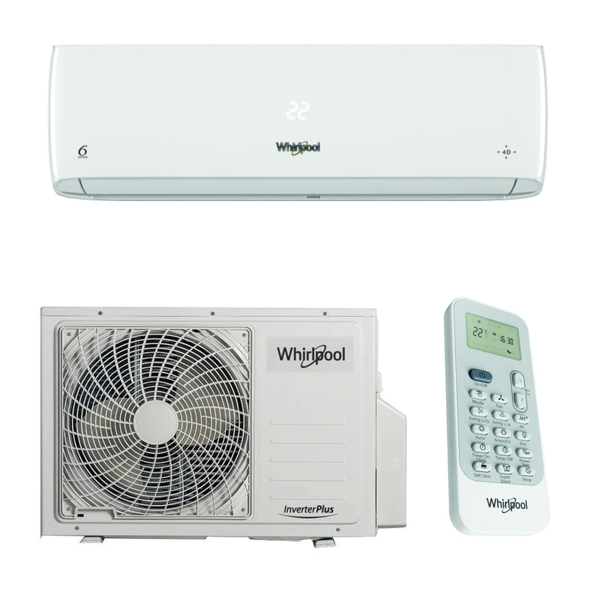 Aparat de aer conditionat, Whirlpool, SPICR 309W, 2.6kW, Functie de incalzire, Tehnologie 6th Sense, Functie de racire turbo, Clasa energetica A++, Alb