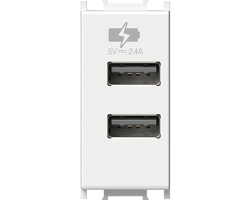 Priza Usb Dubla Tem Max. 2400 Mah, 1 Modul, Alba