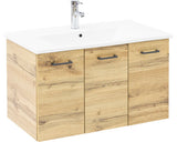 Set Nora 850, Include Baza Lavoar Suspendat si Lavoar, 85 cm, Stejar