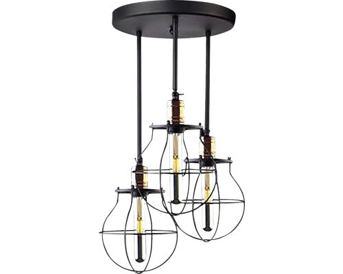 Lustra Manufacture E27 Max. 3x60w, Negru/alama