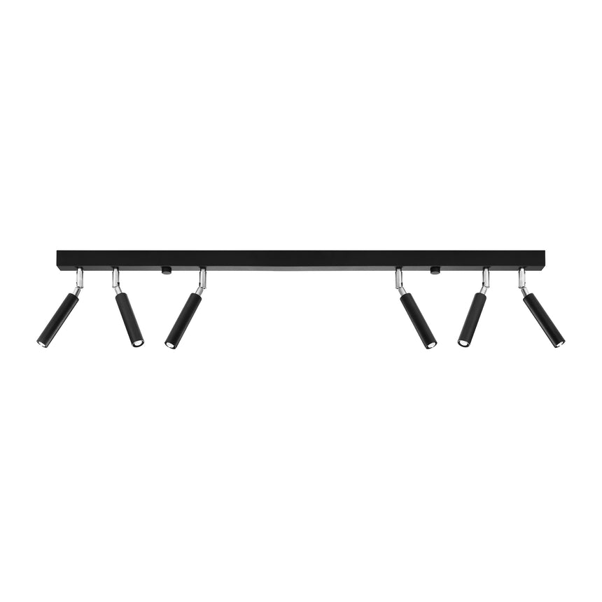 Lustra de tavan Eyetech negru din aluminiu cu 6 becuri tubular moderna de interior
