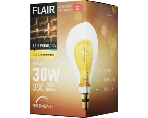 Bec Vintage Led Flair E27 4w, Glob Ps150 Auriu, Durata Viata 15.000 H