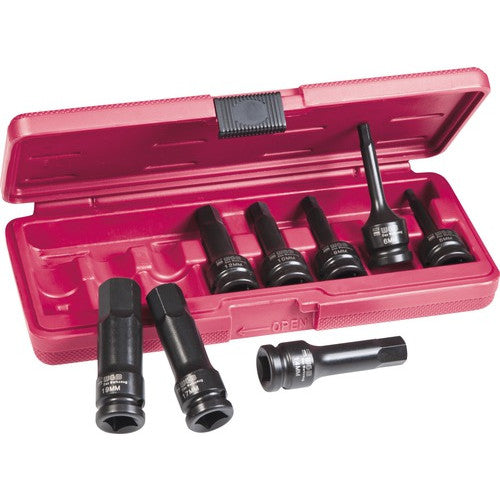 Trusa chei hexagonale de impact WGB 1/2", 8 piese, crom-vanadiu