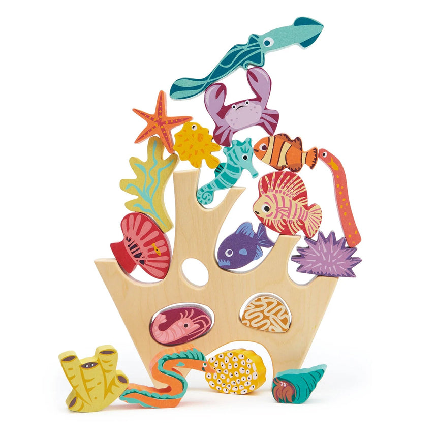 Set de joaca din lemn Tender Leaf Toys - Asezarea cu corali, 18 piese