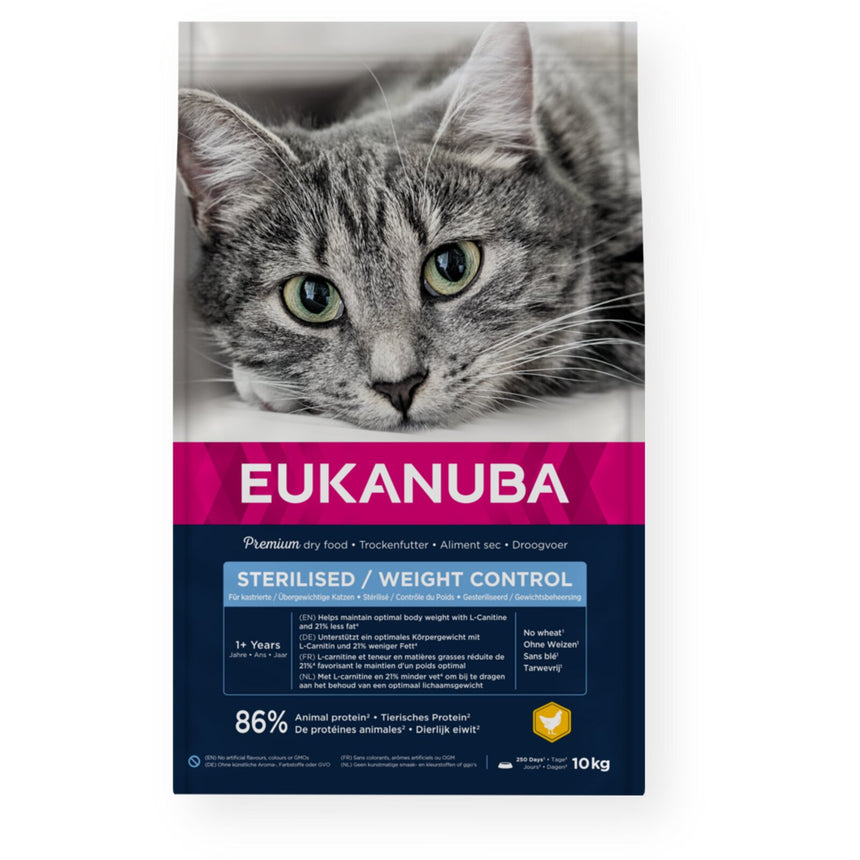 Hrana uscata pentru pisici EUKANUBA CAT ADULT sterilizata/controlul greutatii 10kg