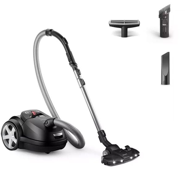 Aspirator cu sac Philips XD8122/10, 900 W, 4 l, Filtru HEPA, Cablu 9 m Negru