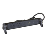 Prelungitor rotativ Legrand Revolution L694512, USB tip A si C, 3A-5V 15W, 3 prize, protectie supratensiune, intrerupator iluminat, indicator LED, sectiune cablu 3x1.5mm, cordon 1.5m, Negru/Gri inchis