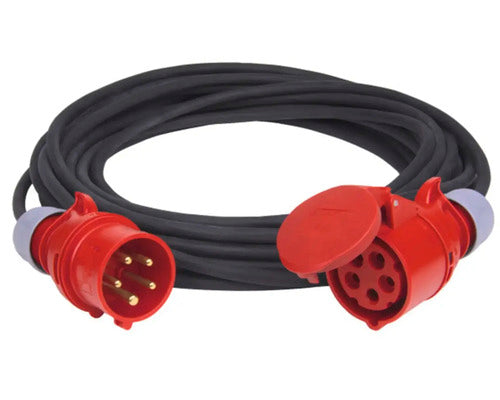 Prelungitor Trifazic De Exterior Pce 20m 32a, 5x4 Mm², Negru, Cablu Cauciuc