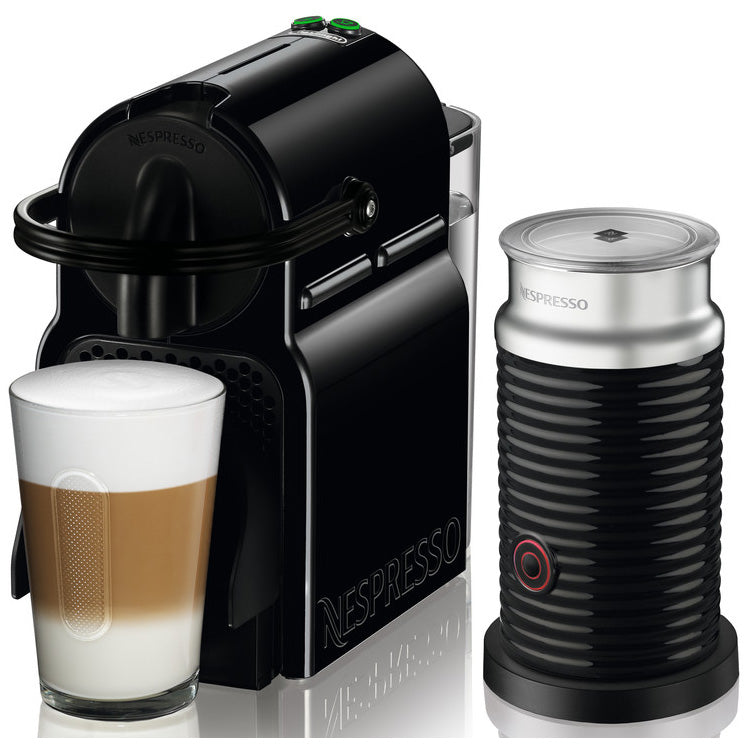 Pachet espressor Nespresso by De'Longhi Inissia, 1260 W, 19 bari, 0.7 l, Negru + aparat pentru spumare lapte Aeroccino, set capsule degustare inclus
