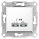 Priza dubla USB 2.1A, Alb, Schneider Sedna