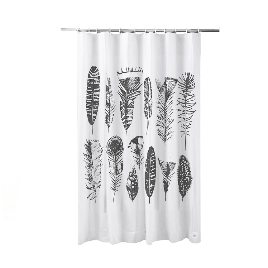 Perdea dus, Frandis, 180x200 cm, poliester, alb/negru, model Plumes 195551