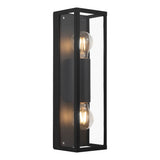 Aplica baie AMEZOLA, EGLO, E27, 2x60W, otel, negru, sticla, 38 x 11 cm, IP44