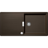 Chiuveta granit Schock Tia D-100L Cristadur Bronze 1000 x 500 mm cu sifon automat, granit, reversibila, montare pe blat, maro bronz