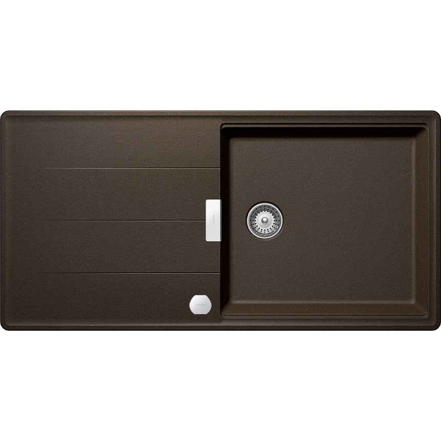 Chiuveta granit Schock Tia D-100L Cristadur Bronze 1000 x 500 mm cu sifon automat, granit, reversibila, montare pe blat, maro bronz
