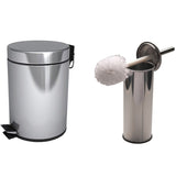 Set cos gunoi inox cu pedala 5l + perie wc inox