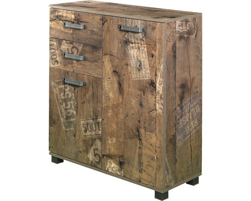 Dulap Baie Midi Asezat Milan 800, 2 Usi 2 Sertare, PAL, 94,8x80,6 cm, Stejar Panama