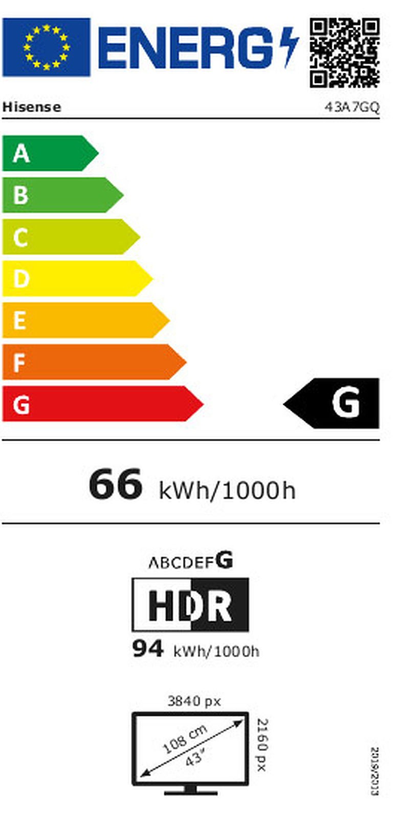 Televizor, Hisense, 43A7GQ, QLED Smart LED, 107 cm, 4K Ultra HD