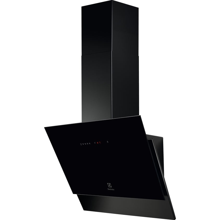 Hota incorporabila decorativa Electrolux LFV616K, Putere de absorbtie 700 mc/h, Conectivitate plita, Functie Breeze, Iluminare LED, Clasa A, 60 cm, Negru