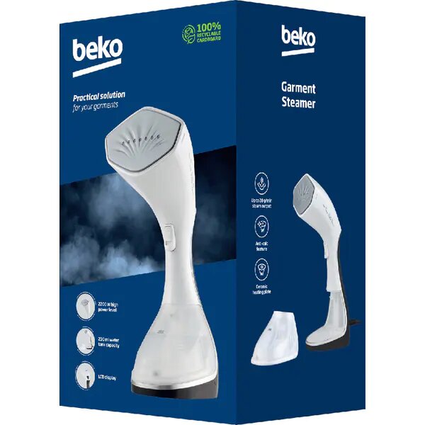Aparat de Calcat Vertical BEKO STM6120W, 2200W, 25g/min, 230ml, talpa ceramica, Alb-Negru