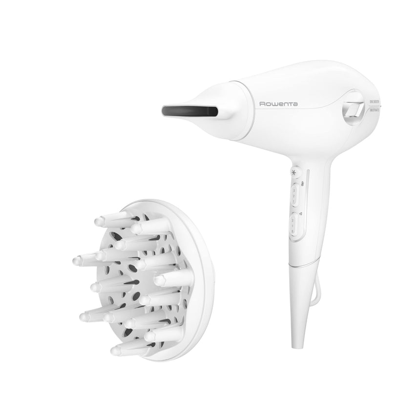 Uscator de par ROWENTA Volumizer CV6130F0, 1800W, 3D Volume Booster, jet de aer rece, generator de ioni, alb/argintiu