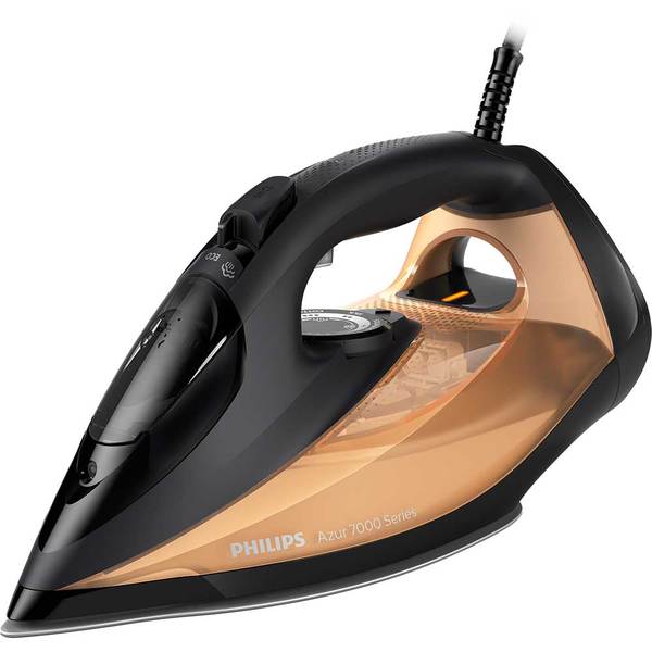 Fier de Calcat PHILIPS Seria 7000 DST7040/80, 2800W, 250g/min, 300ml, Talpa SteamGlide Elite, Auriu-Negru
