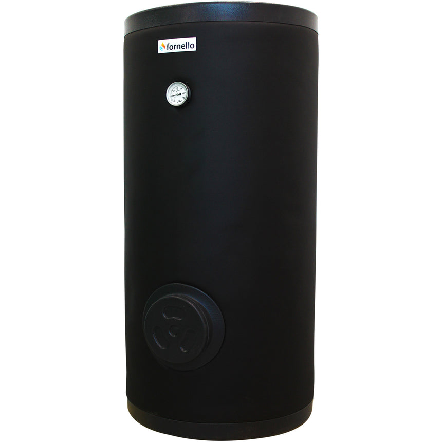 Boiler cu 2 serpentine Fornello SOL 200 LT 2S, 200 litri, pentru centrala termica si solar, montaj pe sol, izolatie termica, manta de protectie, flansa de vizitare
